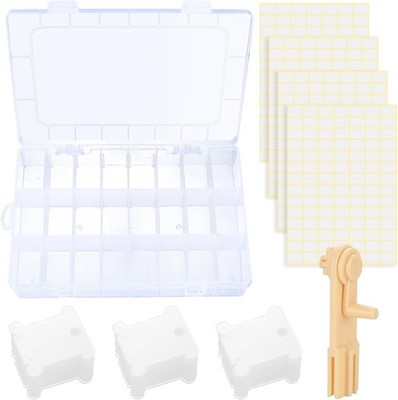 Stickgarn Aufbewahrungsbox Set 106 Teile mit Wickler und Aufklebern
