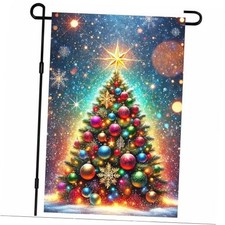 Christmas Garden Flag Winter Garden Flag 12x18 Inch Vibrant Christmas Tree