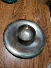 Oneida Silversmiths 12" Vegetable and Dip Bowl/Platter Has Marks /Tarnishing Vtg