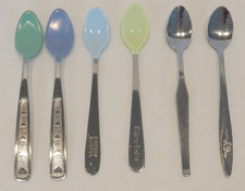Vintage 90s Munchkin Gerber Nuk Baby Silicone Spoons Stainless Flatware Lot Of 6
