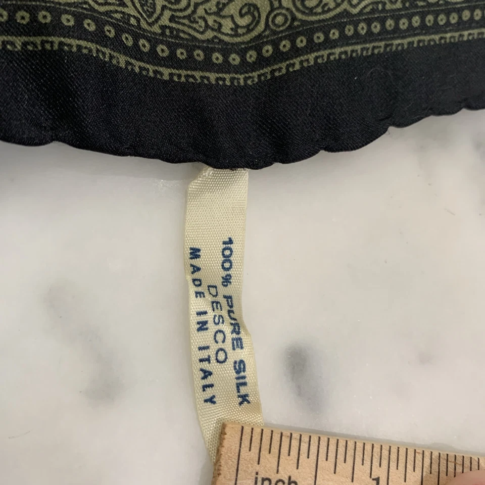 Desco Italy 100% Silk Scarf 18x18" Hand Rolled Red Blue Green Black Yellow - Image 3 of 4