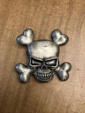 Vintage Skull Crossbones Belt Buckle Heavy Biker Goth Punk Rock Halloween 1990s
