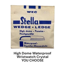 High Dome Round Watch Crystal x 1 Stella WEC Wedge Ledge 14.2 to 26.1mm VTG NOS