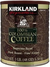 KIRKLAND SIGNATURE Café 100 Percent Colombiano, 1.36 kg-Free FAST Post 11.86 per kilo