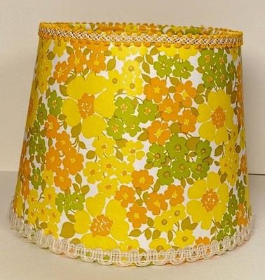 Groovy 60 s Floral Lampenschirm gelb/orange Tischlampenschirm MCM Retro inspiriert