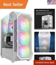 Stylish White ATX Gaming Case with 360mm AIO Support  Panoramic Glass Design