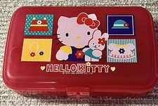 Vintage Sanrio Hello Kitty Pencil Case Box Make Up Crafts Bunny Pink