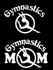 Gymnastics Mom Two 5" White Vinyl Decals Car Windows Laptop Tablet notebook