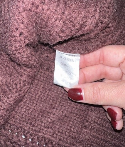 Adora Damen Pullover weinrot schulterfrei Grobstrick Zopfmuster Oversize Gr. M - Bild 7 von 9