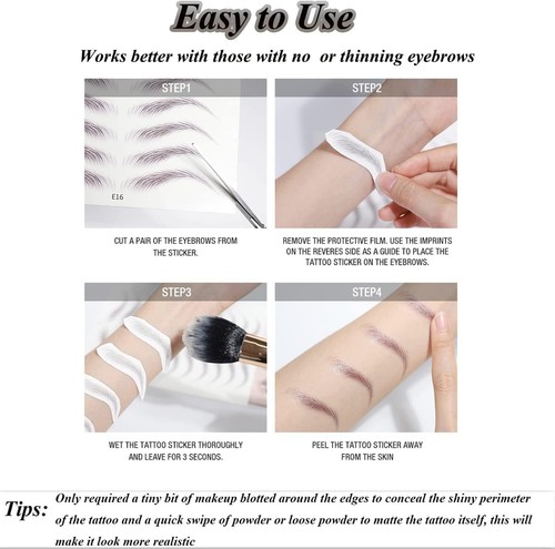 7Sheets Eyebrow Tattoo Stickers 4D Hair-like Waterproof Natural Fake Eyebrow ... - Picture 5 of 6