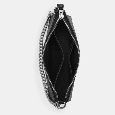 NWT Coach Nolita 19 CN382 Crocodile-embossed leather Silver/Black