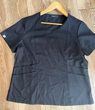 NiaaHinn scrub Top Women Size L Black Pockets 
