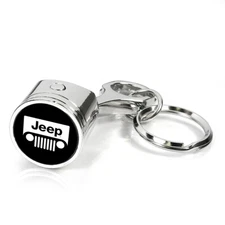 Jeep Grill Logo Chrome Finished Metal Piston Key Chain Key-ring