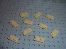 10 x plaques LEGO Tan 1x2 ref 3023 / Set 10214/10189/6208/5987/4884/10018...