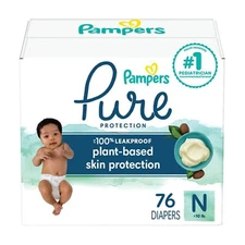 76 Count Pampers Baby Diapers - Pure Protection - Size 0, , Hypoallergenic