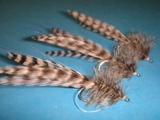 FLY FISHING FLIES - Natural GRIZZLY SEA DUCER size #4 (3 pcs.)
