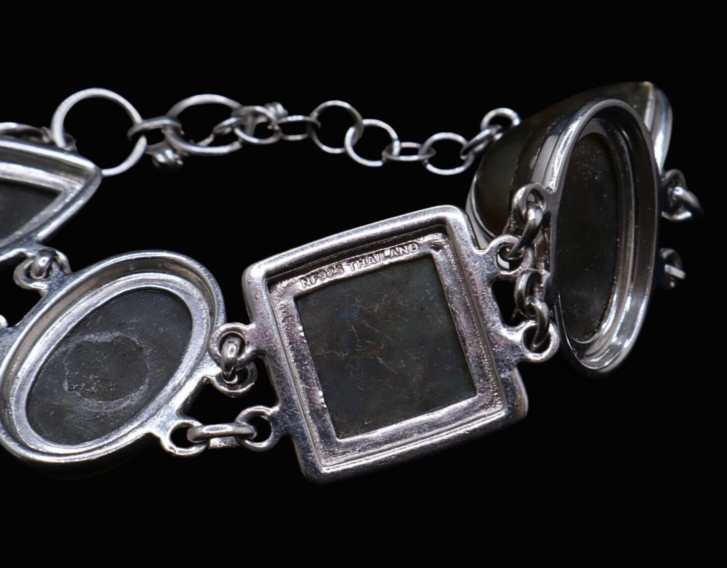 Sterling Silver .925 Multi Shaped Labradorite Cha… - image 4