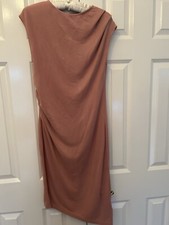 Top shop Size 10 Dusty Pink Dress, Asymetrical hem, gather to side/shoulder