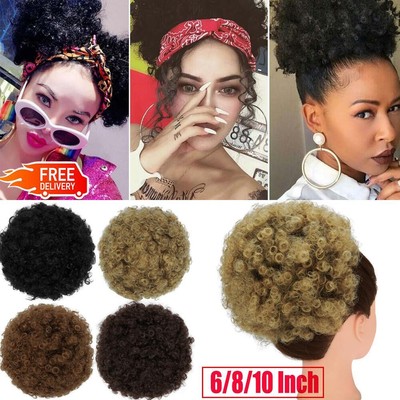Afro Puff Hair Bun Chignon Drawstring Ponytail Synthetic Kinky Curly Hair Pieces