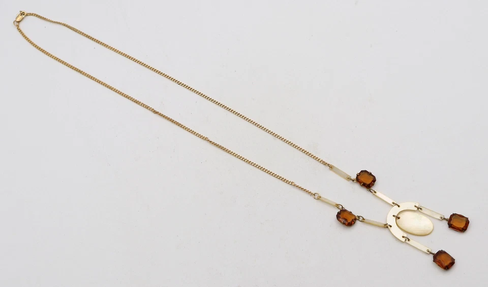 Collar vintage de diamantes de imitación de madreperla relleno de oro 13,8 gramos 25 pulgadas Foto 2 de 4