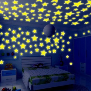 200pcs Glow In The Dark 3d Stars Moon Stickers Bedroom Home Wall