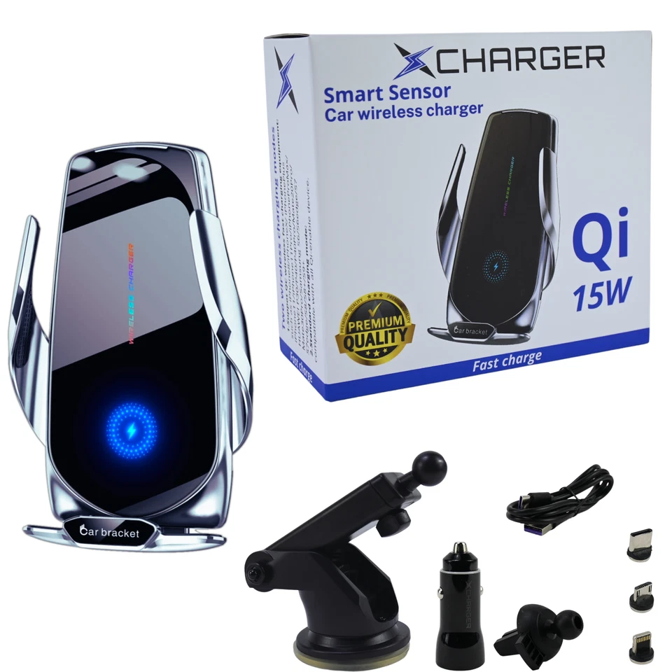 QI 15W XCharger Cargador Inalámbrico para coche,Carga Rápida, Sensor de Apertura