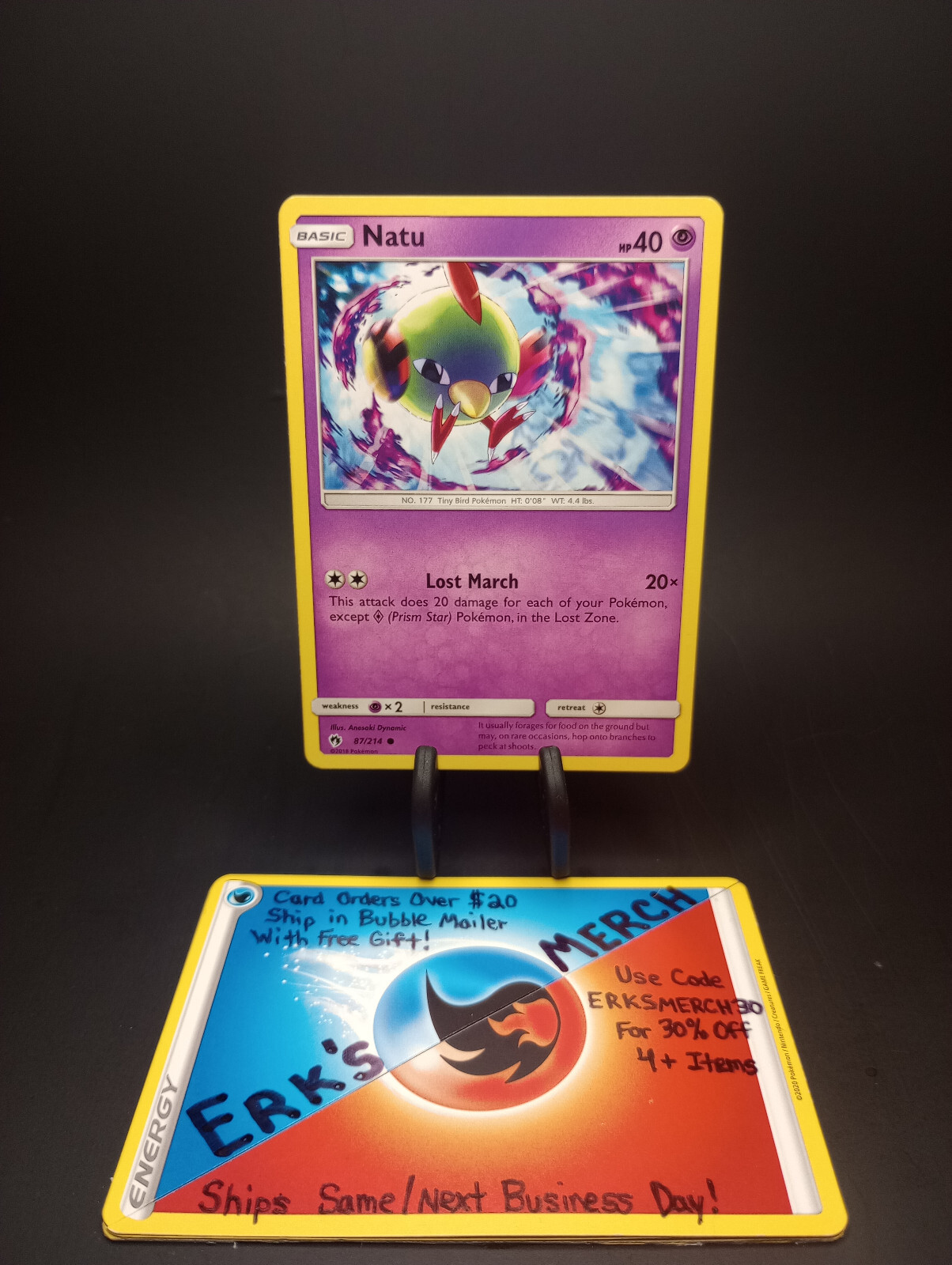 Natu 87/214 Lost Thunder NM Regular Common Pokemon Card 