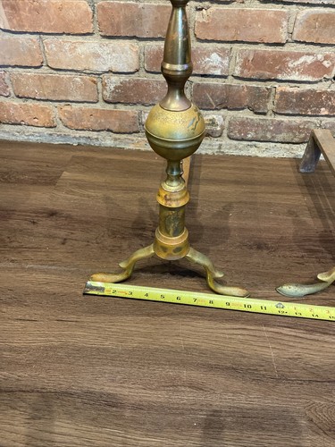 Paar antike Vintage Federal Style Messing Kamin Andirons - Bild 19 von 24