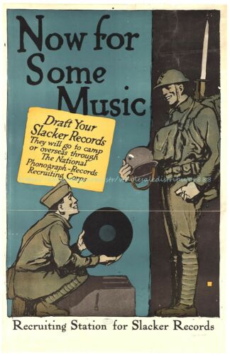  wall art Now for some music1918 WWI historic propaganda paper poster - Afbeelding 1 van 1