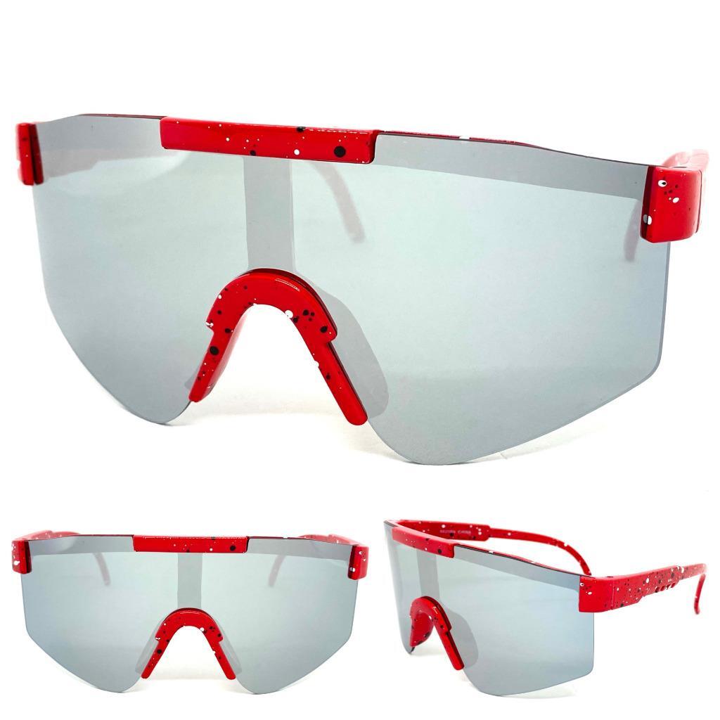 Occhiali Da Sole Sportivi Avvolgenti Per Bambini (6-12 Anni) – Modello Wrap Blu Con Lenti A Specchio Oro – Protezione UV400