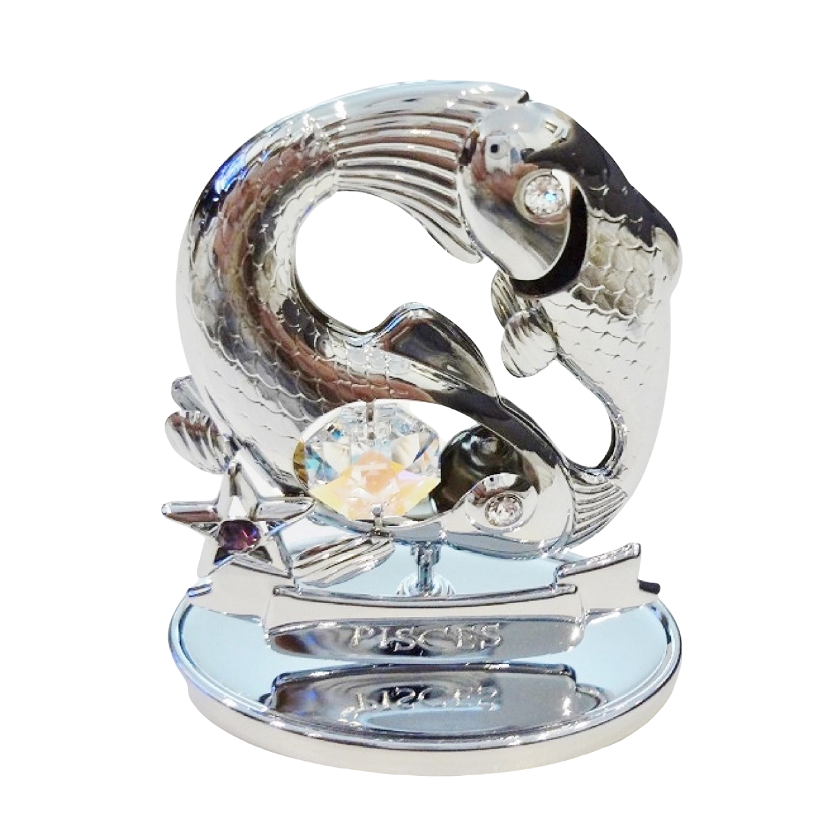 Crystocraft Pisces Zodiac Crystal Ornament With Swarovski Elements Gift Boxed