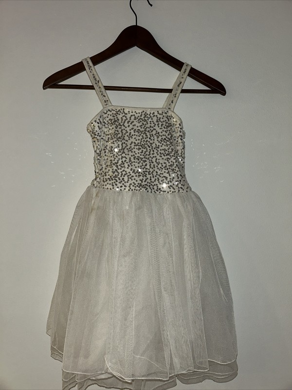 Abercrombie White Tulle Silver Sequin Dress Girl Small
