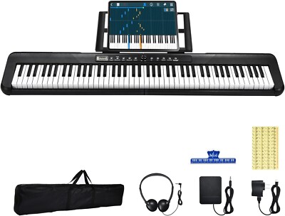 NEW Keyboard Piano w 88 Semi-Weighted Keys w Power Adapter Sustain Pedal BT MIDI