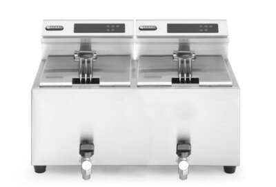 Friteuse Profi Line digital- mit Ablasshahn 2 x 8 l, HENDI, Profi Line, 16L, 230