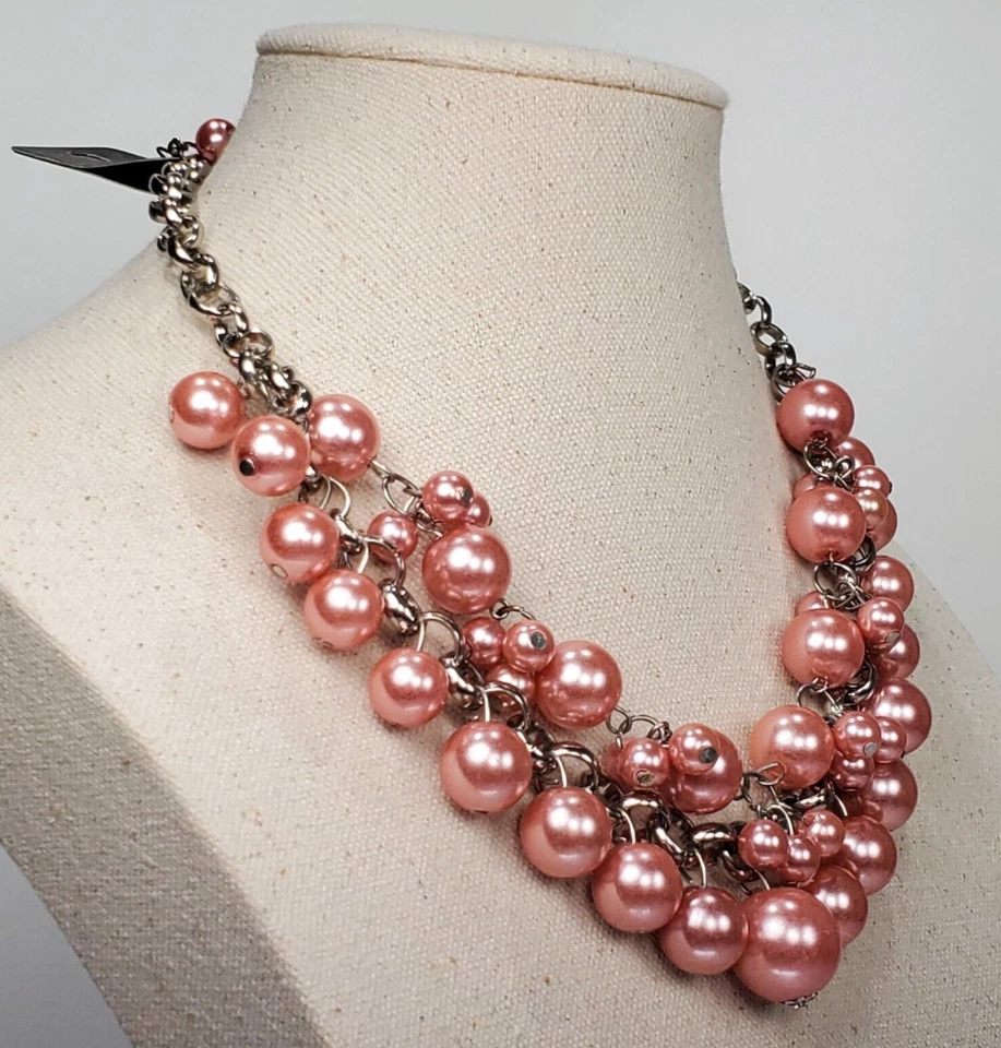 2 NW Etiquetas Colgantes Vintage Paparazzi Distintivo Collar Pendientes Conjuntos Melocotón y Rosa Foto 4 de 4