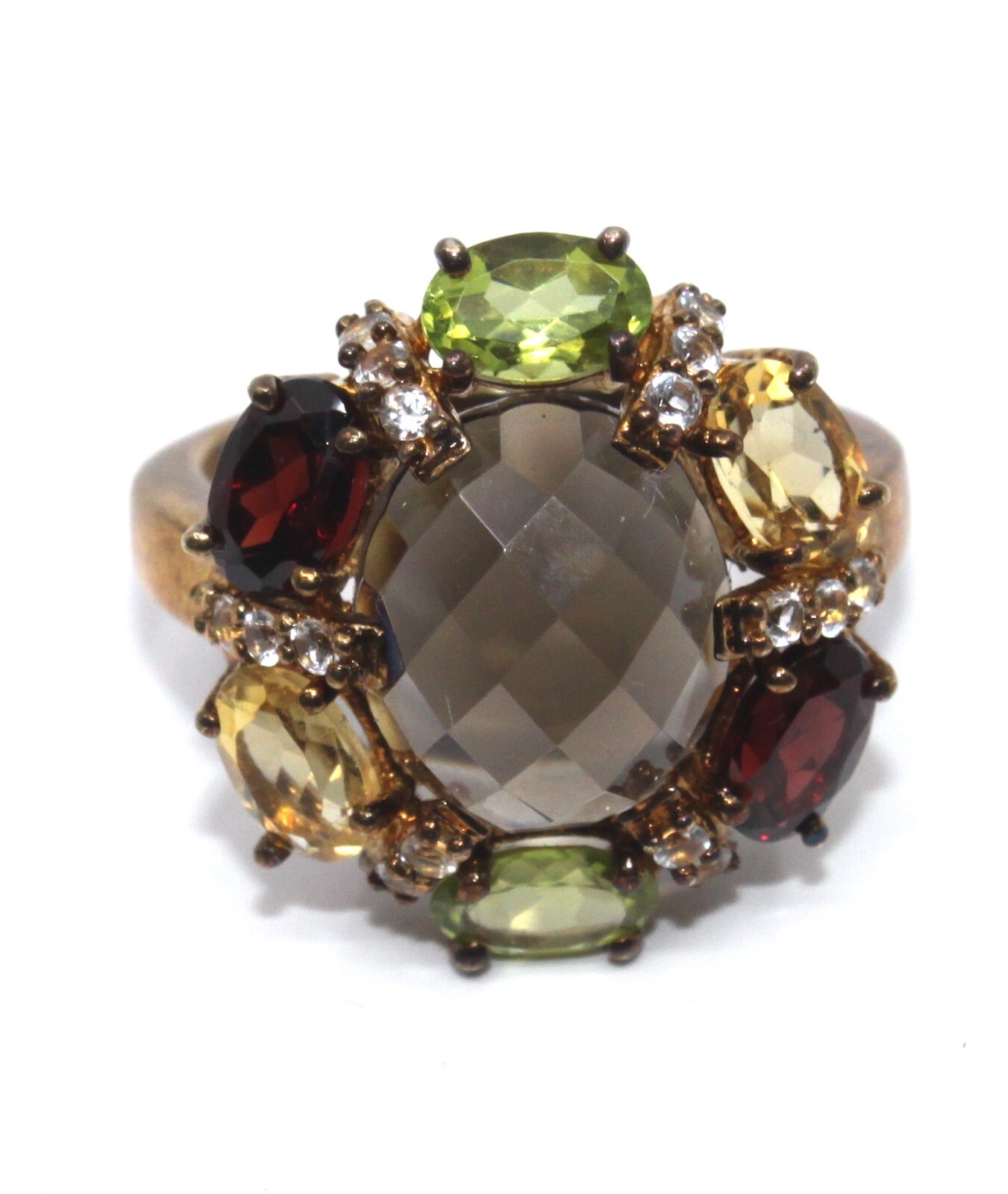 Multi Natural Gemstone Statement Ring in Sterling… - image 1