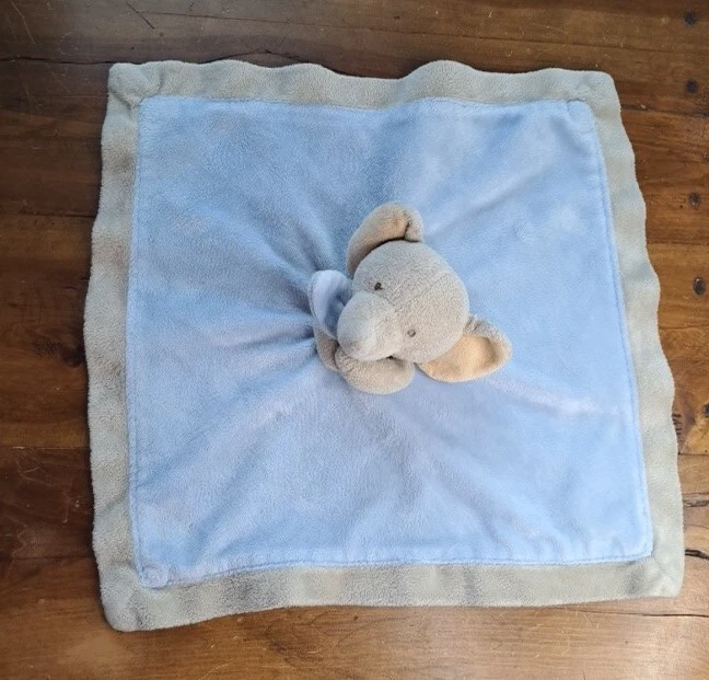 Peluche Carter's Fleece Elefante Satinado Lovey Rattle Baby 2011 Azul Gris Foto 2 de 4