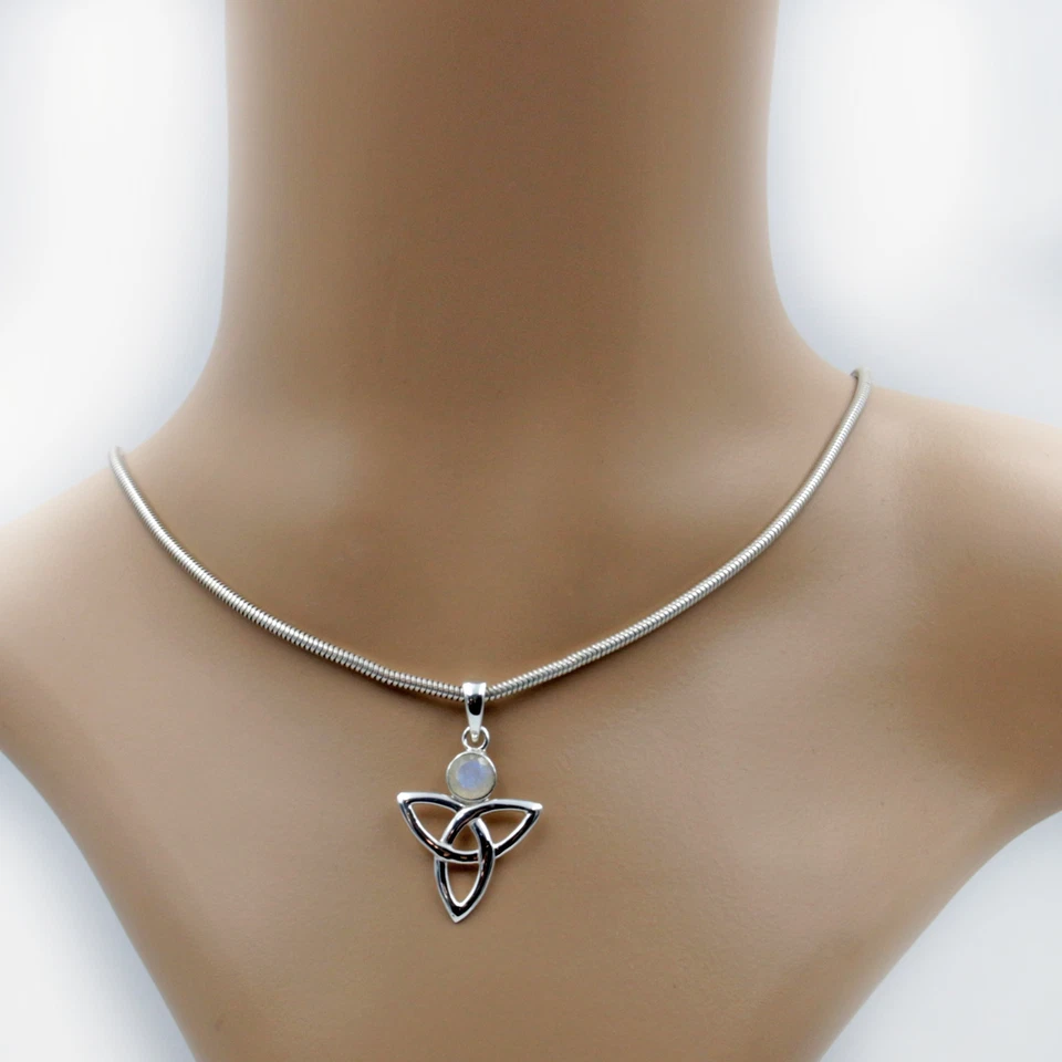 Pietra di Luna Ciondolo IN Argento 925 da Collana Sterling Celtica Sfaccettato - Immagine 3 di 3