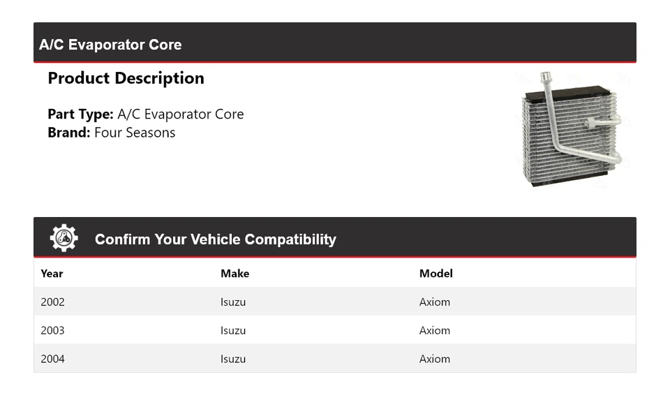 Núcleo evaporador A/C Isuzu Axiom 2002-2004 4 estações 2003 - Imagem 2 de 4