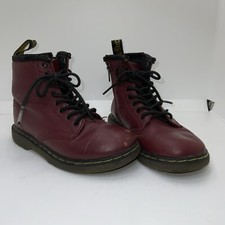 Dr. Martens Youth Size 10 Maroon Ankle Boot With Side Zipper