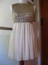 MINI DRESS 8 10 skater sequins floaty party dance show iceskating fit flare TFNC