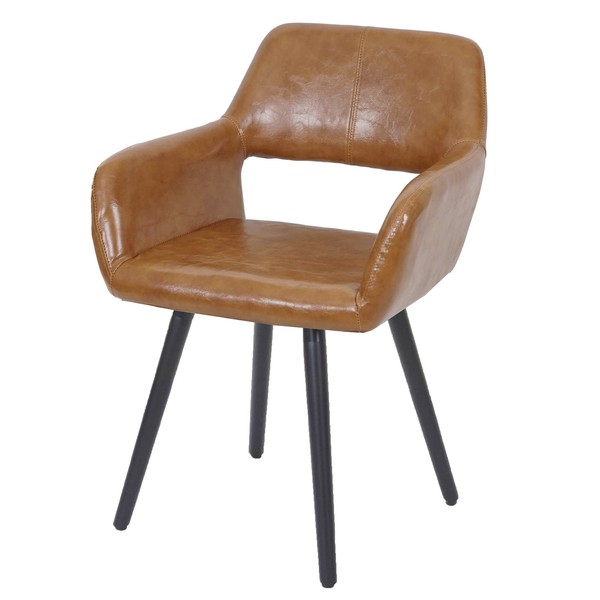 Esszimmerstuhl MCW-A50 Ii, Lehnstuhl, Retro Kunstleder Wildlederimitat Braun-image