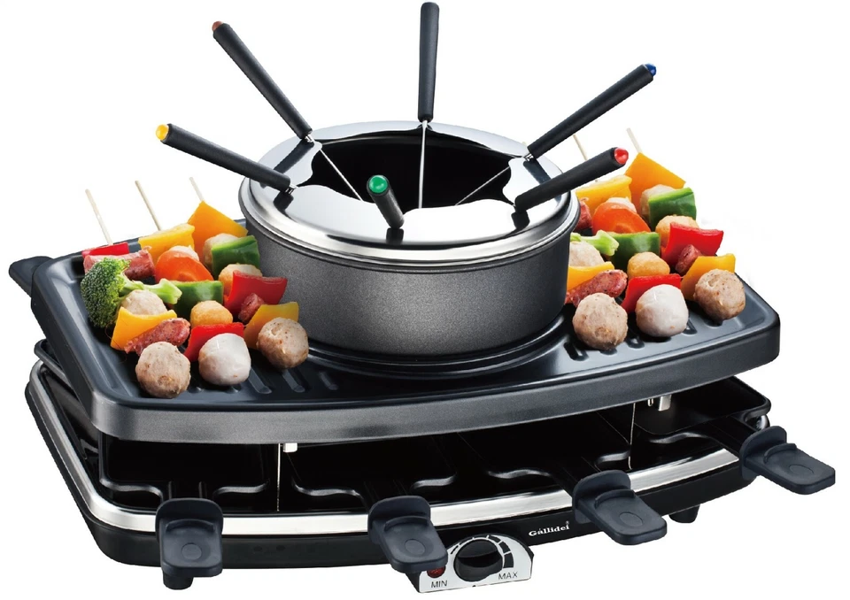 GALLIDEI Large Fondue Pot Raclette Party Hibachi Teppenyaki Grill Powerful 1100W
