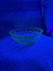 Vintage Depression Vaseline Glass Bowl 1930’s Block Panel Pattern Beautiful