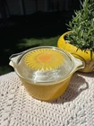 Vintage PYREX Daisy Sunflower Bright Yellow Casserole With lid #473 - Read