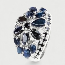 DELICATE BLUE SAPPHIRE 925 STERLING SILVER HANDMADE FINE JEWELRY RING SIZE 6.75