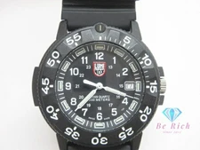 LUMINOX 3000 V3 Military Men's Date Black Carbon SS Quartz Used Watch