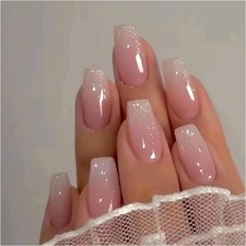 N&auml;gel French Press Rosa 24 St&uuml;ck Ballerina Acryl Vollcover Nagel-Kunst Aufkleben