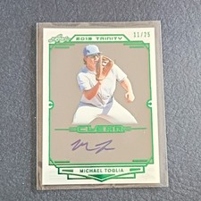 2019 Leaf Trinity Clear Autographs Michael Toglia #CA-MT2 Green /25 Rookie Auto