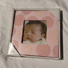 Pink White Polka Dot Baby Photo Frame for Girls, Model 10506